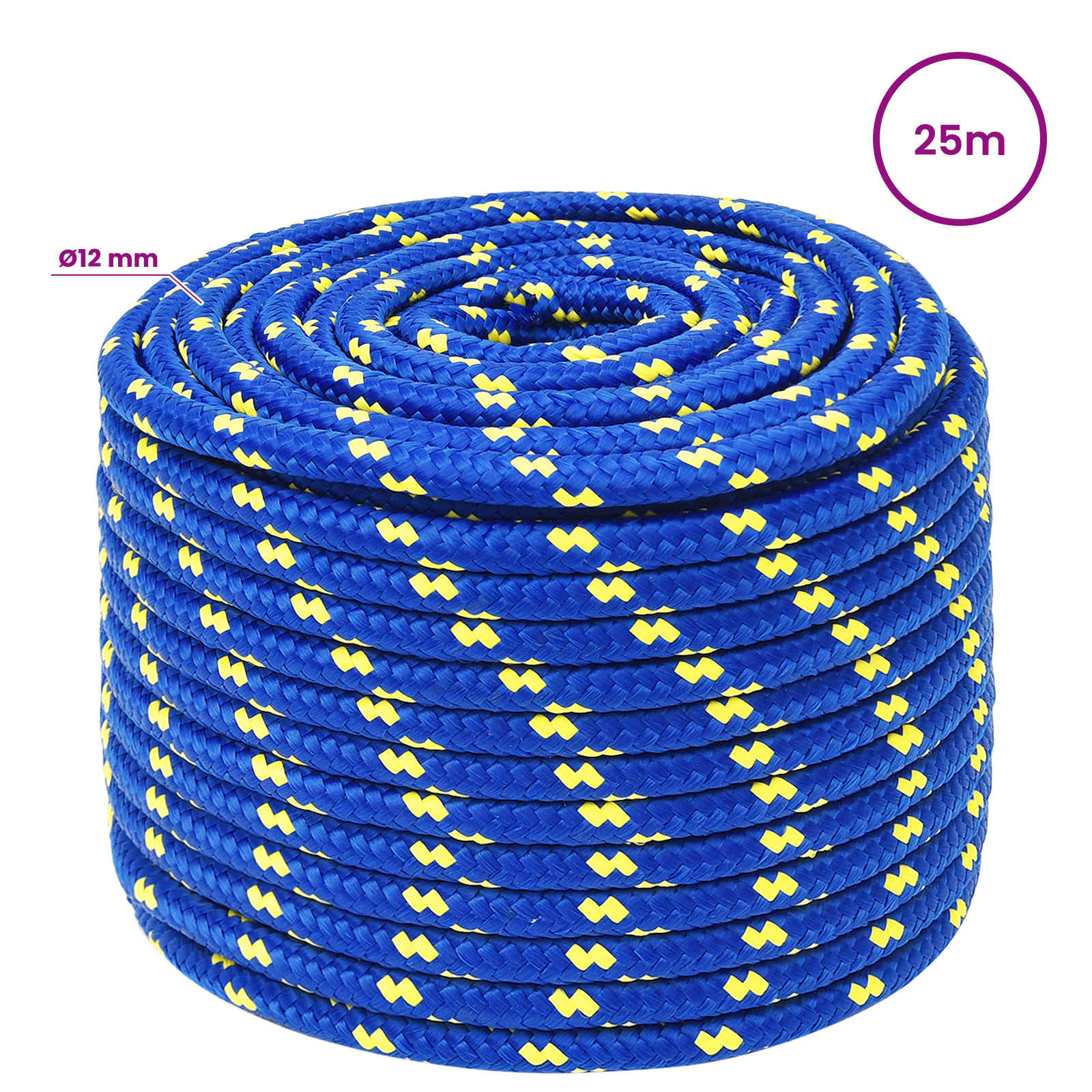 Multipurpose Utility Rope 12 mm 25 m Blue PP 930 kg Max Load