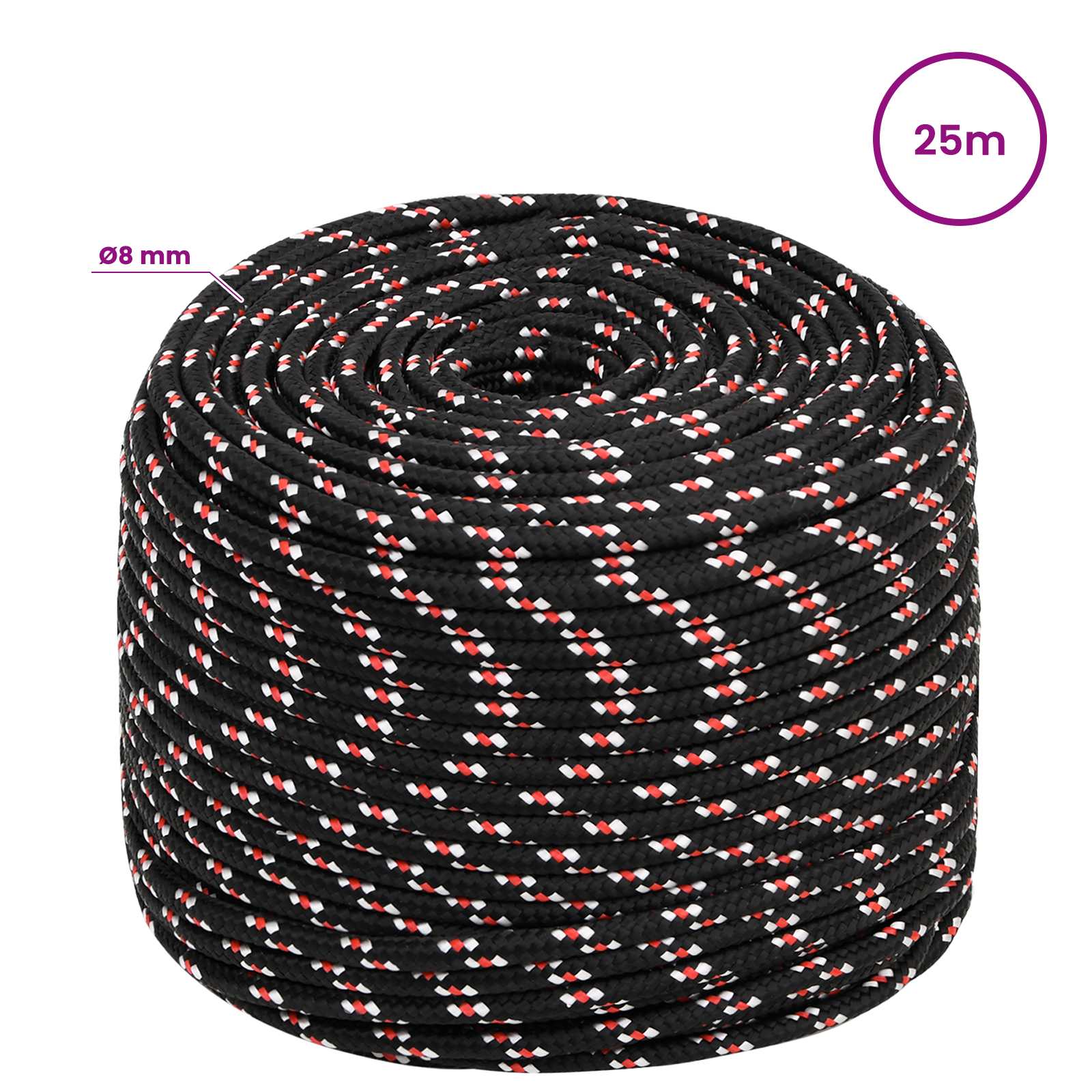 Multipurpose Utility Rope 8 mm 25 m Black and Red PP