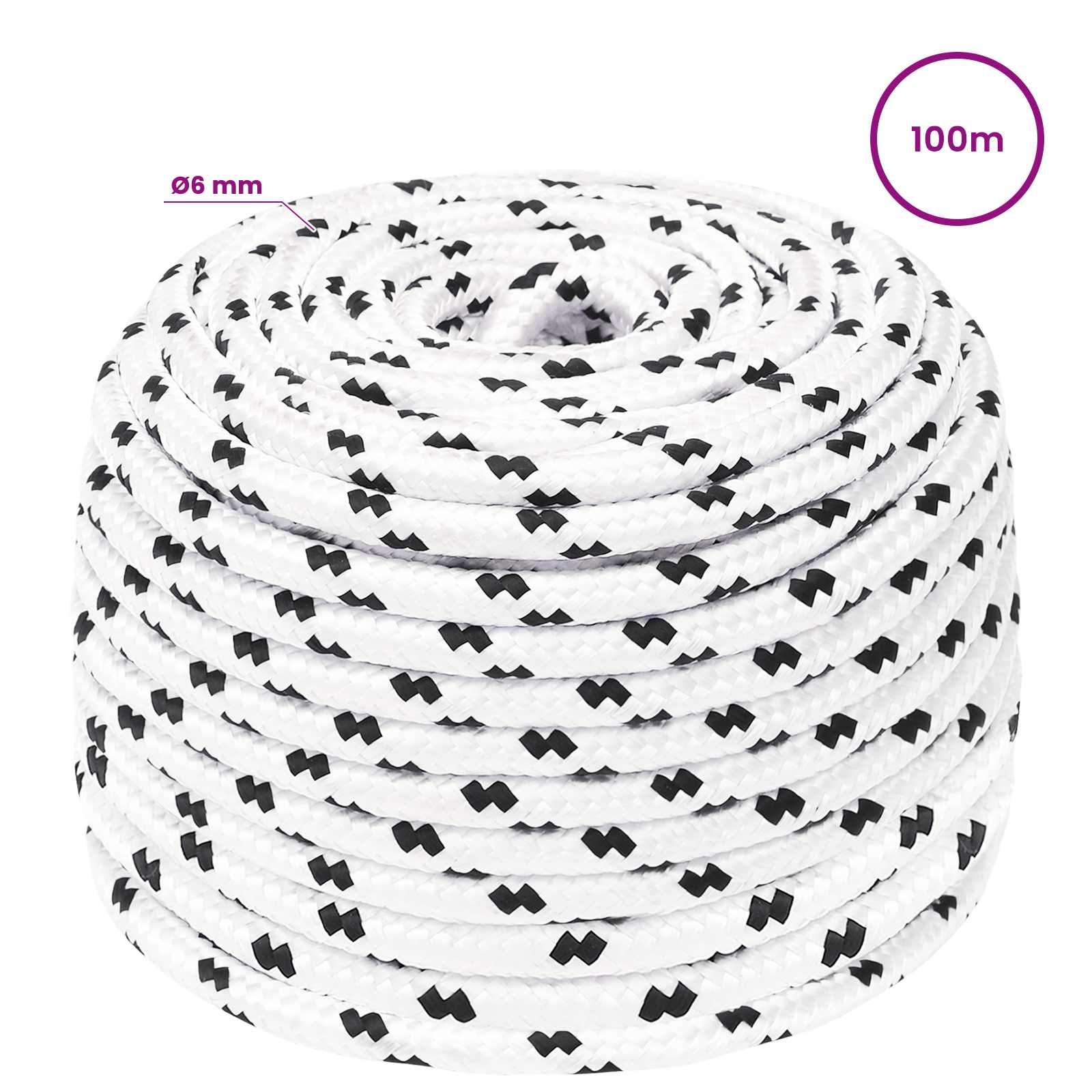 Multipurpose Utility Rope 6 mm 100 m White Polyester