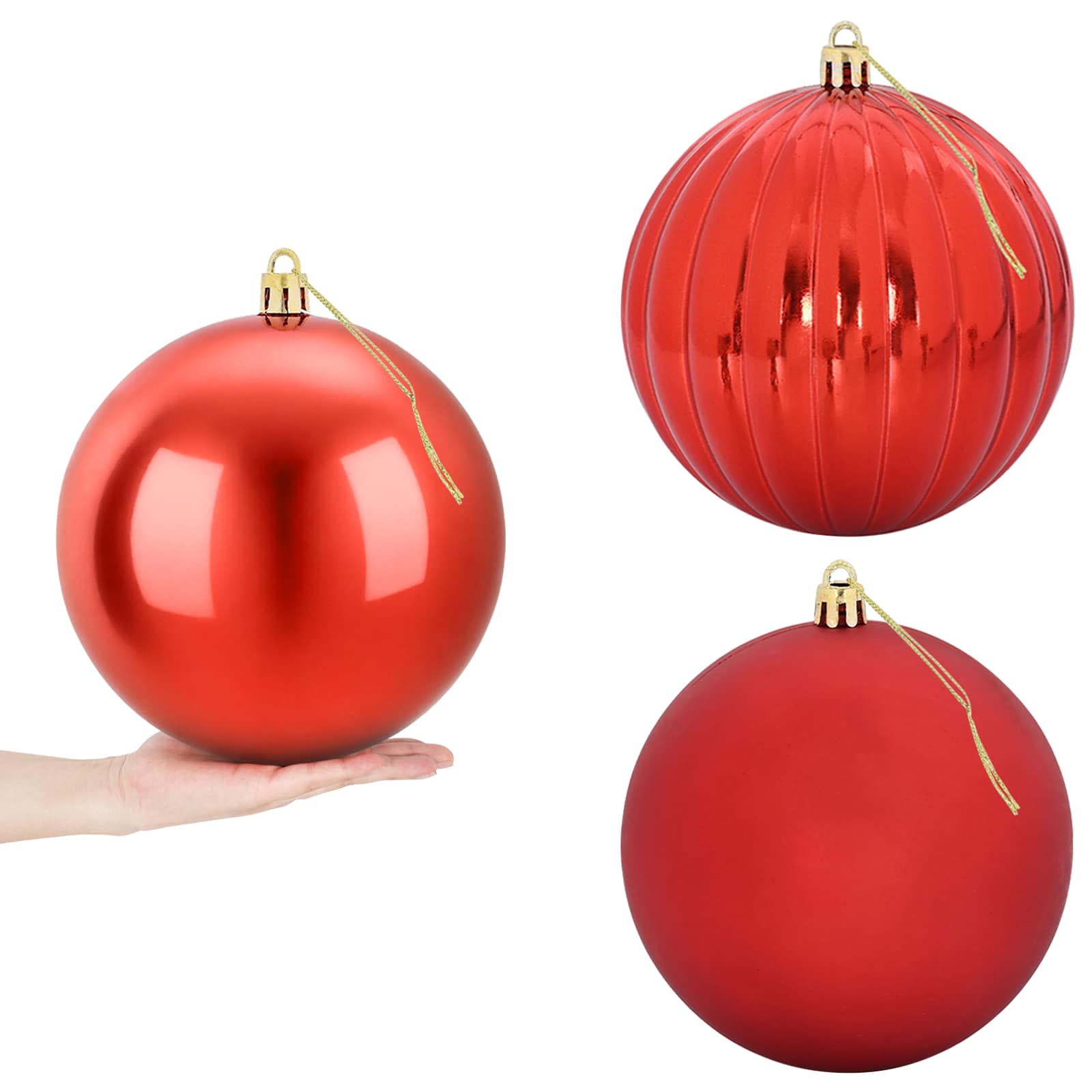 Christmas Ball Set XXL 3 pcs Red Ø 25 cm Plastic
