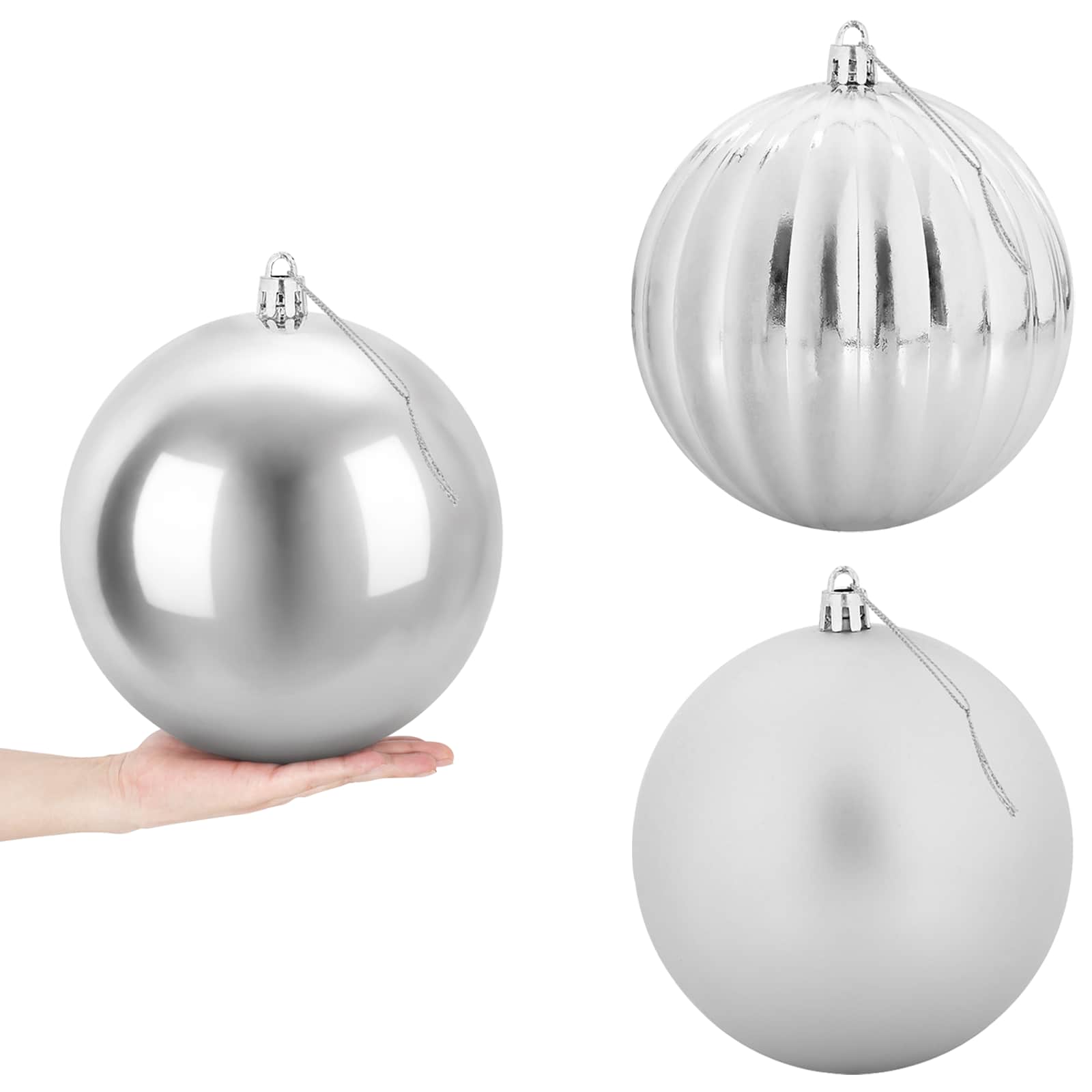 Christmas Ball Set XXL 3 pcs Silver Dia. 25 cm Plastic