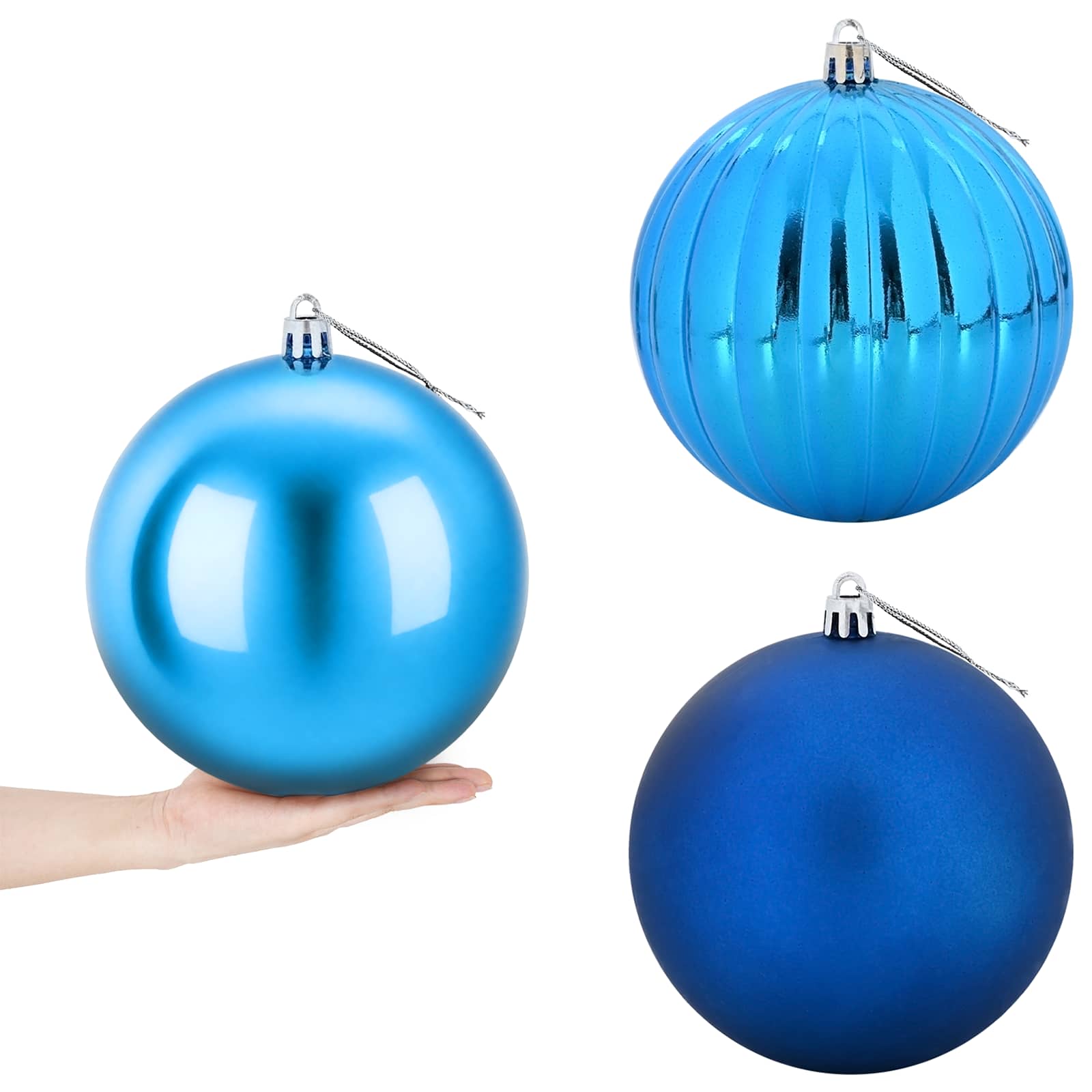 Christmas Ball Set XXL 3 pcs Blue Dia. 25 cm Plastic