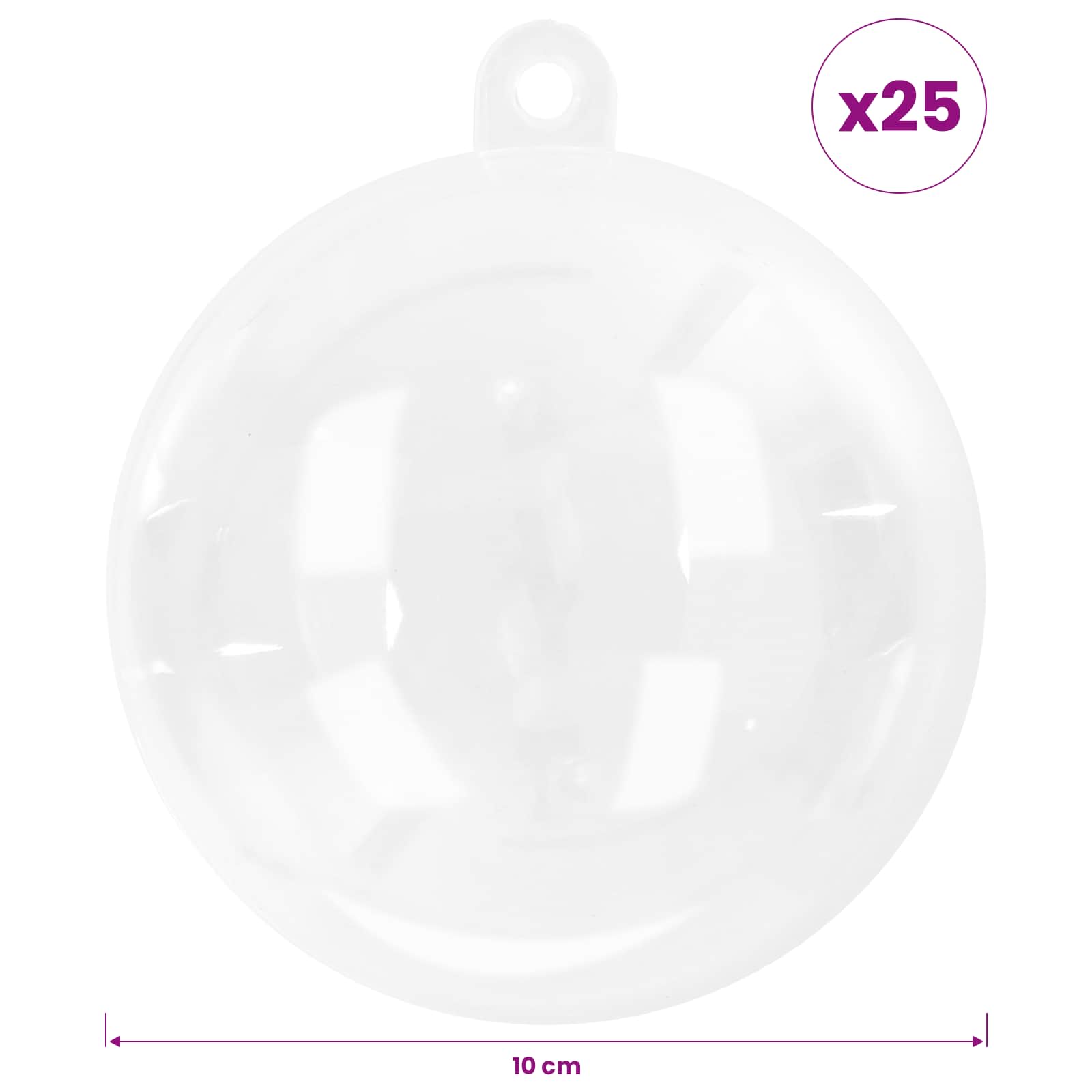 Christmas Ball Set XL 25 pcs Transparent Dia. 10 cm Plastic