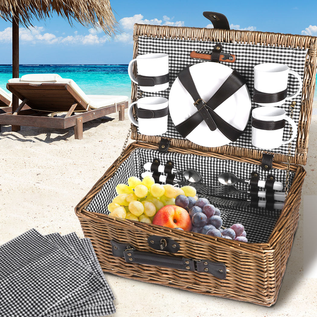 4 Person Picnic Basket Baskets Set Outdoor-1954802902056964102