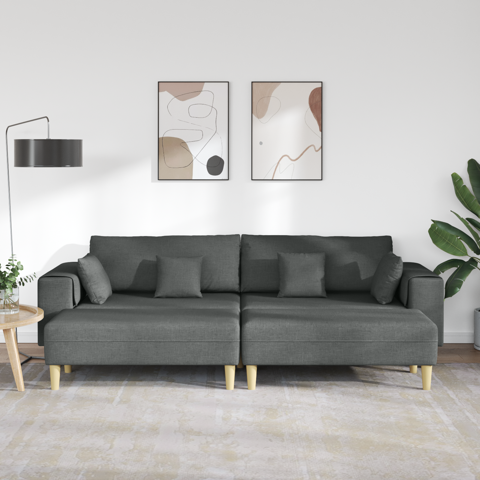 Sofa with Cushion 3 pcs Dark Grey Fabric