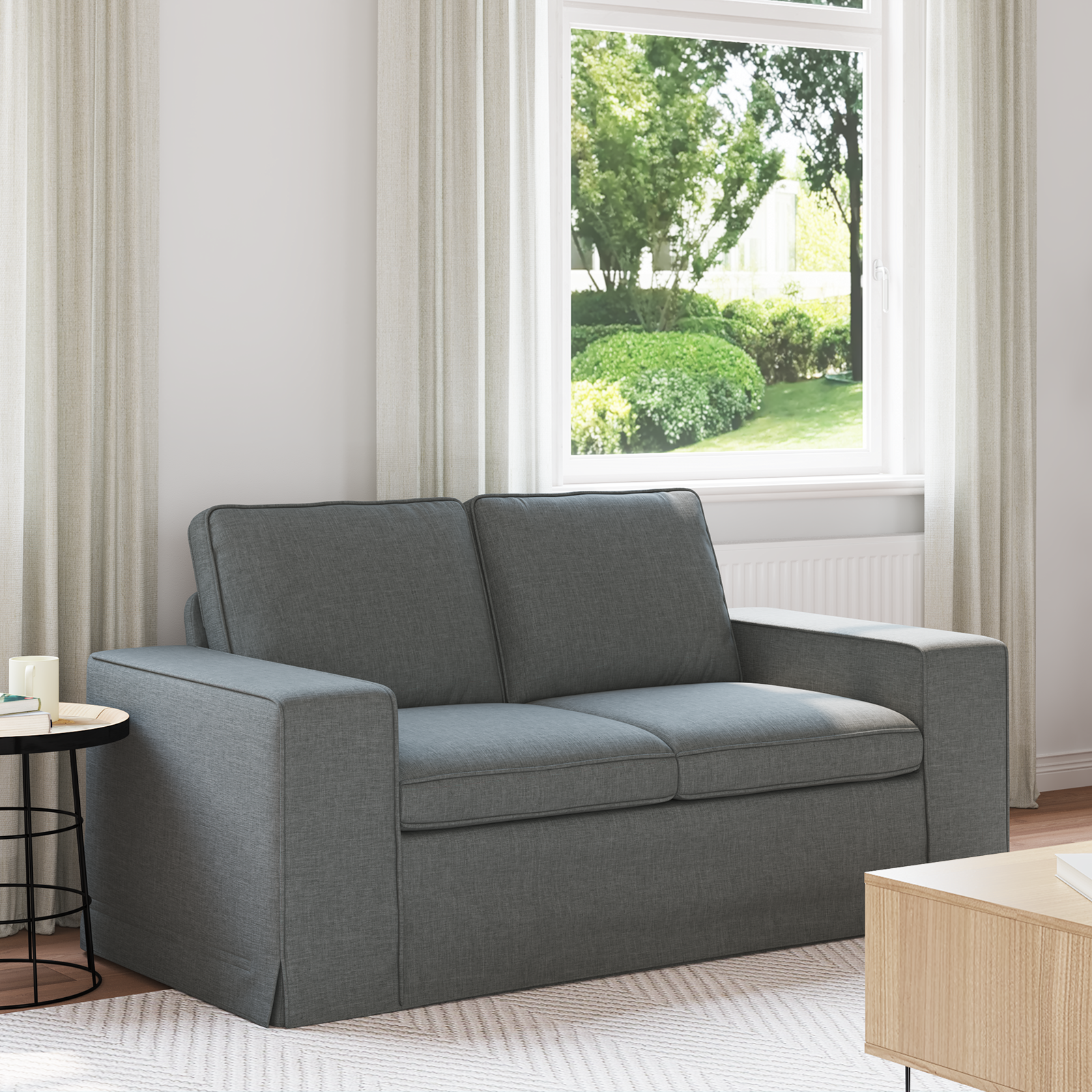 Sofa Dark Grey 162 x 80 x 82 cm Fabric