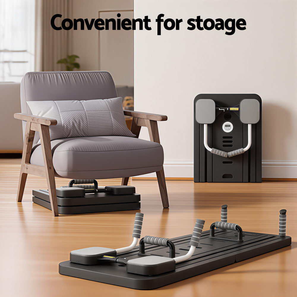 Everfit Pilates Reformer Abdominal Exercise Board Push Up Set Fitness Black