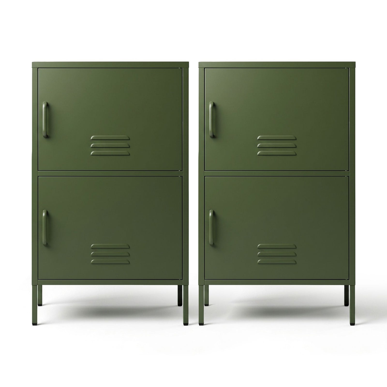 Artiss 2x Buffet Sideboard Cabinet Storage Cupboard 2 Doors Metal Green DOUBLE