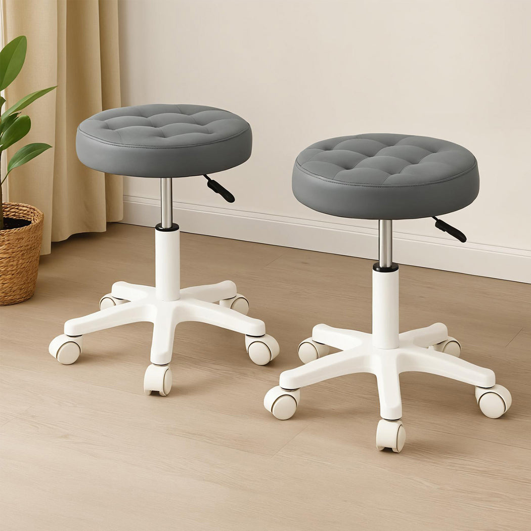 Levede 2x Rolling Bar Stool Swivel Salon SPA Chair Grey-1973193552037023751