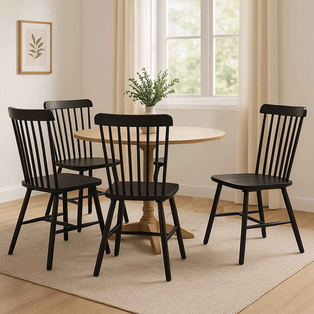 Levede 4x Dining Chairs Kitchen Winsor Black-1973193552800387079