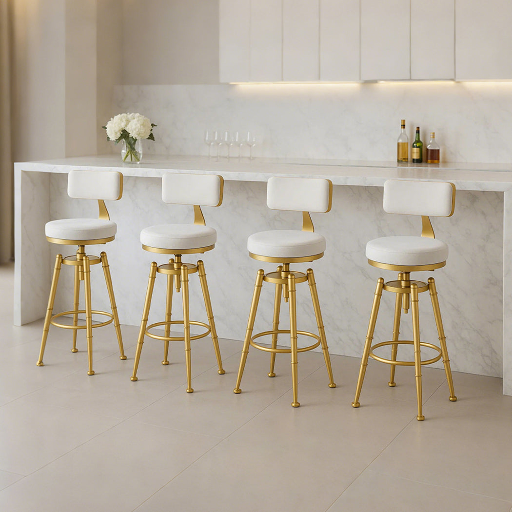 Levede 4x Bar Stools Swivel Kitchen Bar Chair White-1973193551462404103