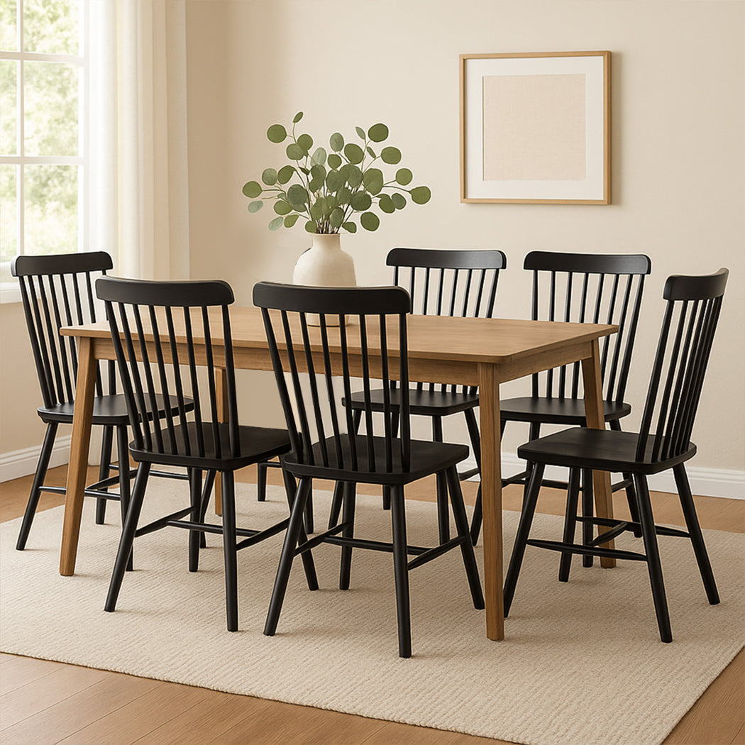 Levede 6x Dining Chairs Kitchen Winsor Black-1973193553014296583