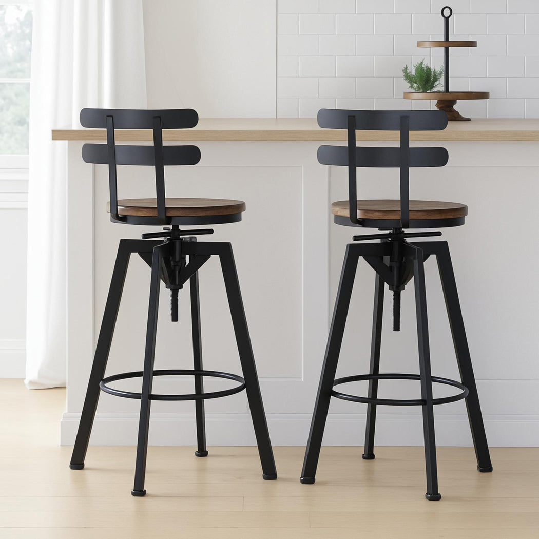 Levede 2x Bar Stool Industrial Adjustable-1973193551646953479