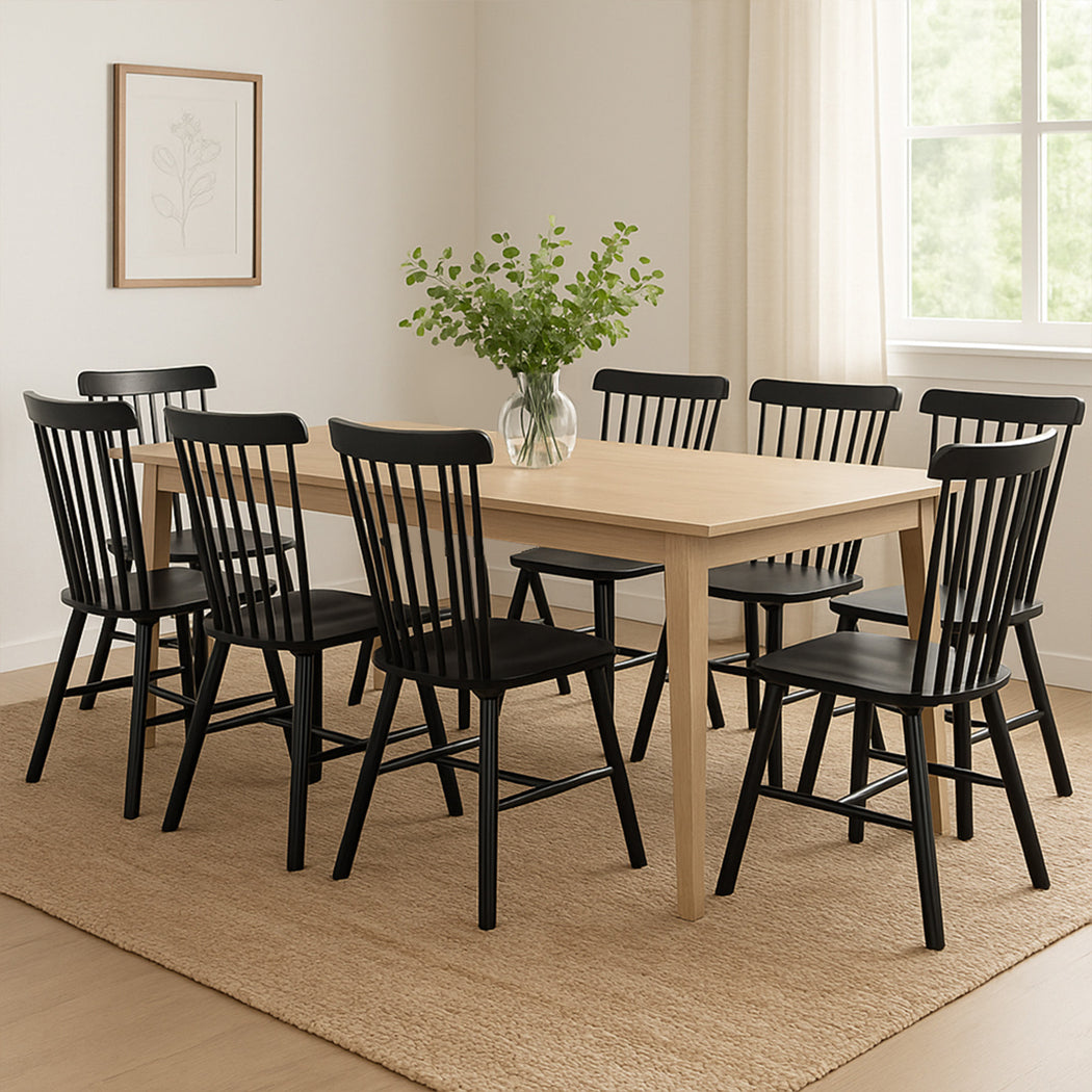 Levede 8x Dining Chairs Kitchen Winsor Black-1973193553207234567