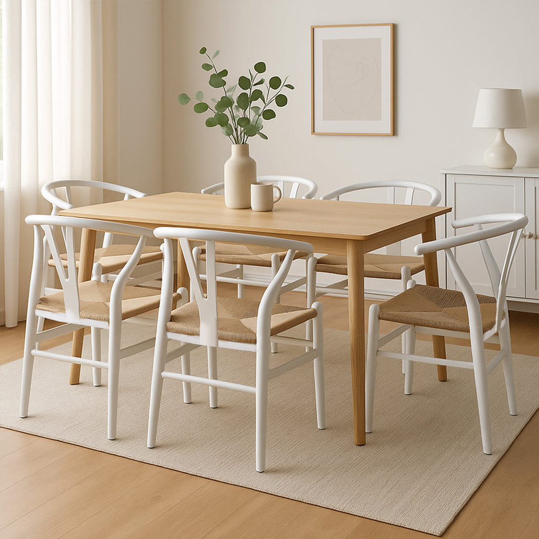 Levede 6x Dining Chairs Wooden Hans White-1973193557242155015