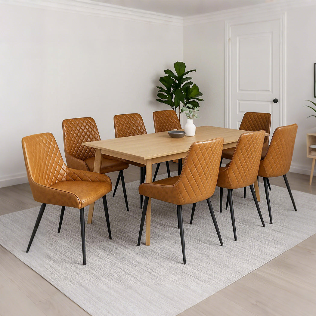 Dining Chairs x 8 Padded Seat PU Faux Leather-1973193569330139143