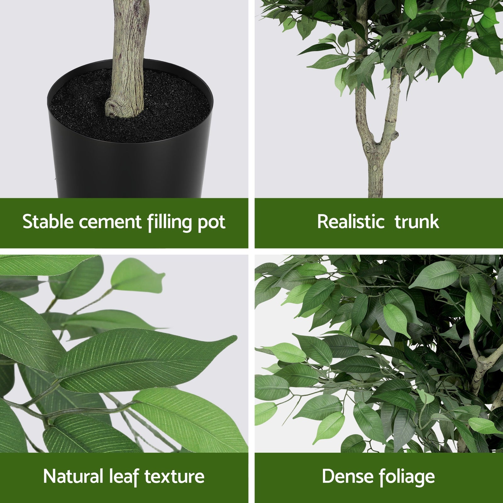 Artiss 180cm Artificial Ficus Tree Faux Trees Indoor Decor Artificial Plants Lifelike Plant 1.8M