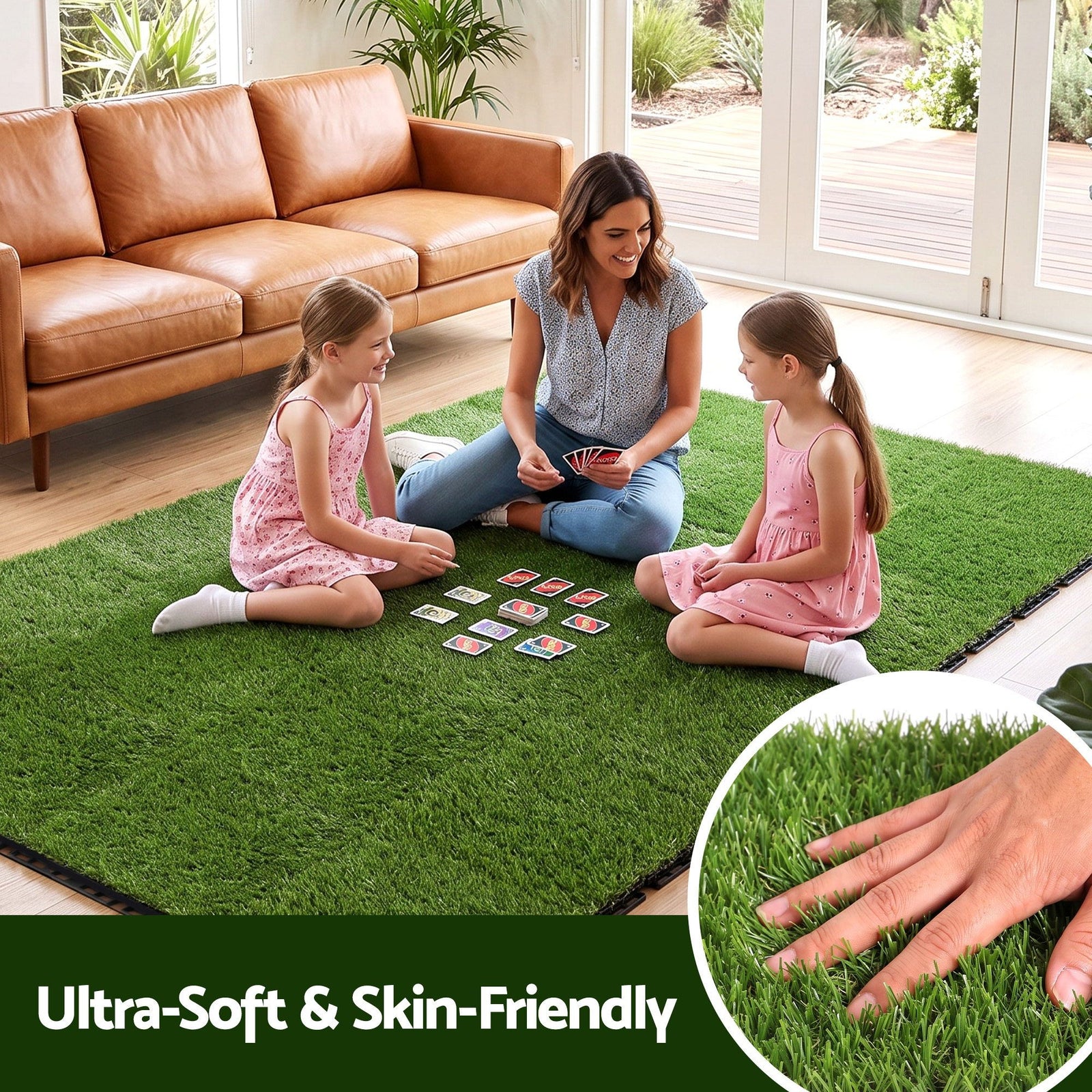 Prime Turf Artificial Grass Turf Tiles Interlocking Fake Grass Mat for Balcony Pet 24 Pack