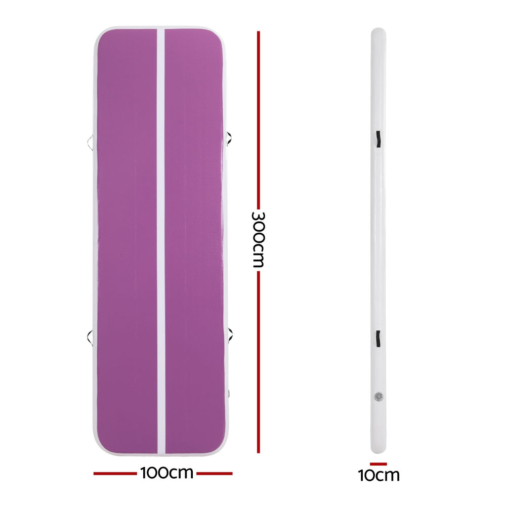 Everfit 3M Air Track Gymnastics Tumbling Exercise Cheerleading Mat Inflatable Purple