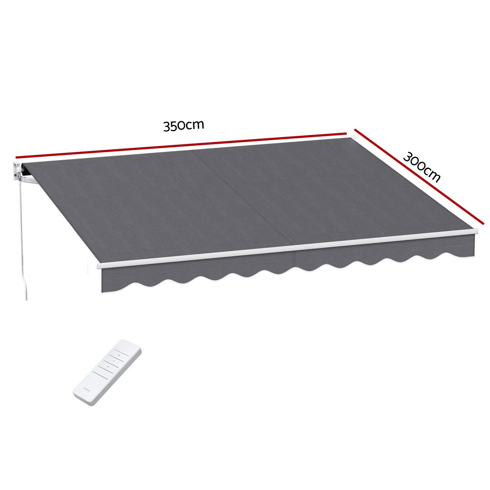 Instahut Retractable Folding Arm Awning Motorised Sunshade 3.5M X 3M Grey