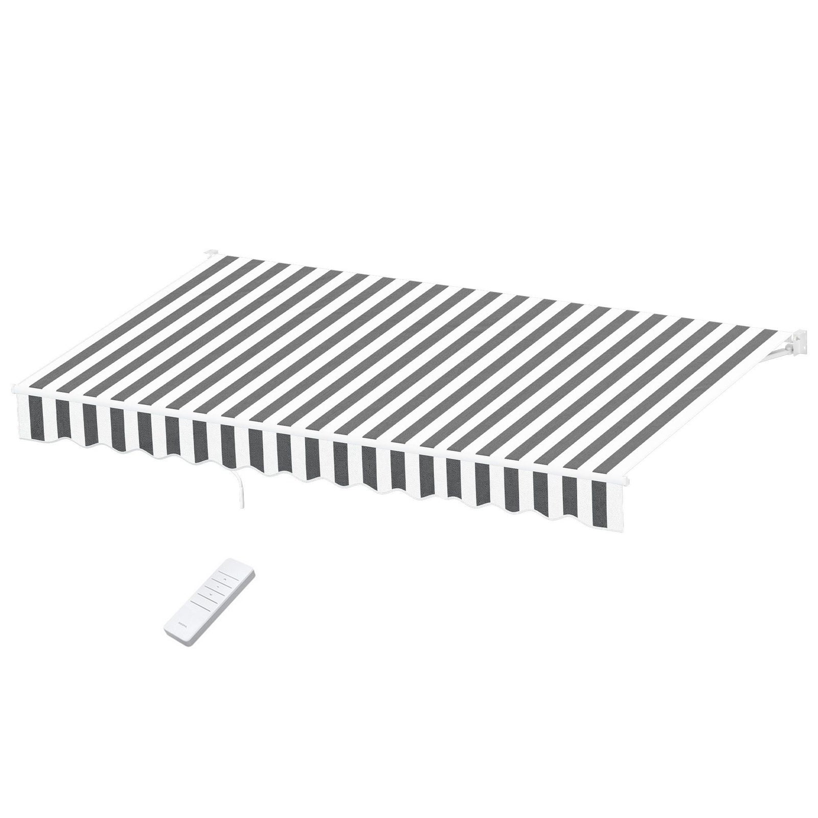Instahut Retractable Folding Arm Awning Motorised Sunshade 4.5Mx3M Grey White