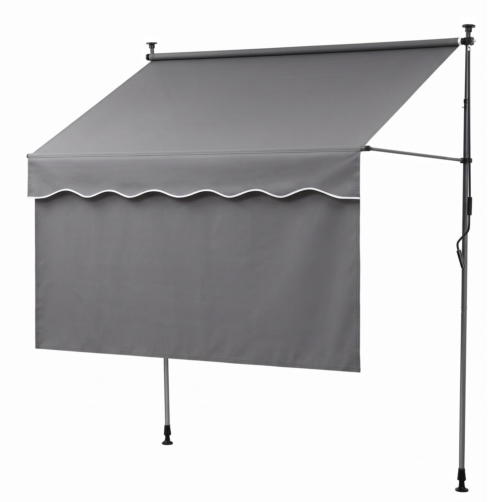 Instahut 2.1M x 1.8M Manual Pivot Arm Awning With Front Curtain Grey