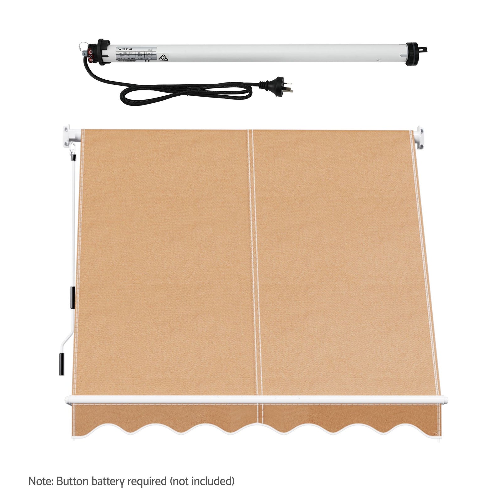 Instahut Motorised Pivot Arm Awning Window Sun Shade 2.1 X 2.1M Beige