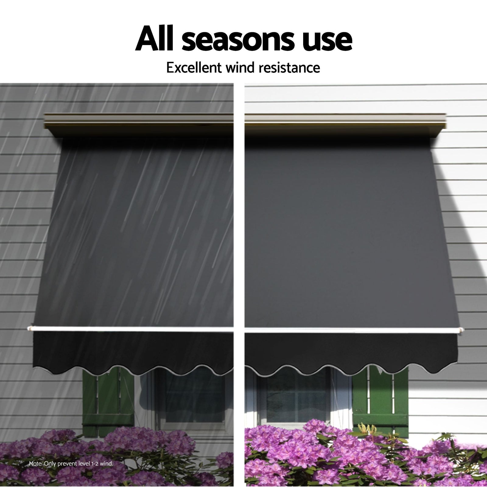 Instahut Motorised Pivot Arm Awning Window Sun Shade 3.1 X 2.1M Grey