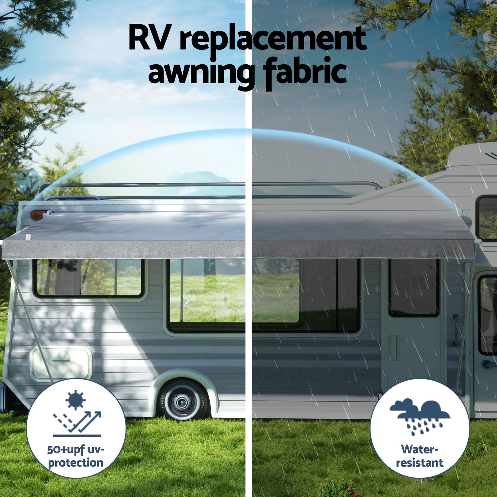 Weisshorn 12ft Caravan Awning Fabric & Privacy Screen RV Roll Out Sun Shade 3.4M