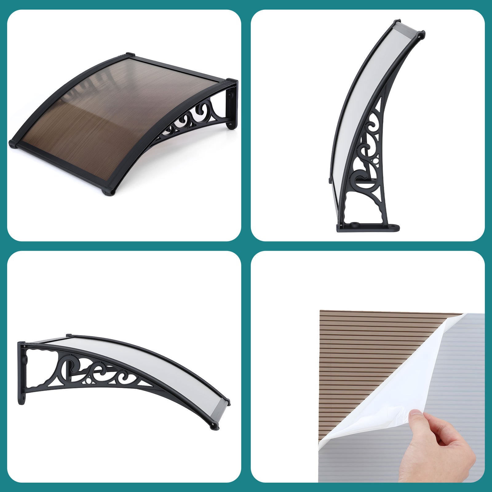 Instahut Window Awning Drainage 0.6mx0.6m Outdoor Brown