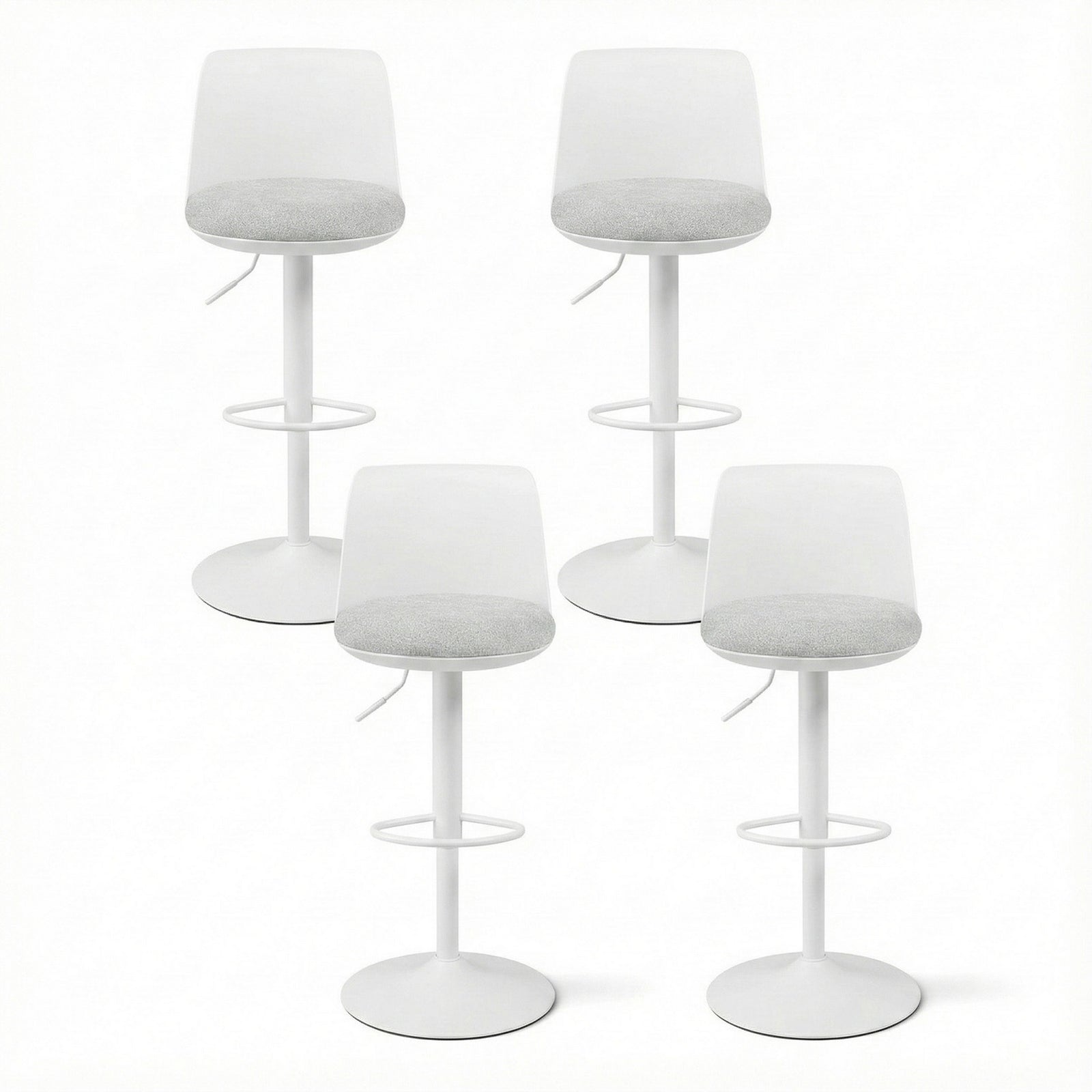 Artiss 4x Bar Stools Kitchen Swivel Gas Lift Counter Dining Chair Curved White