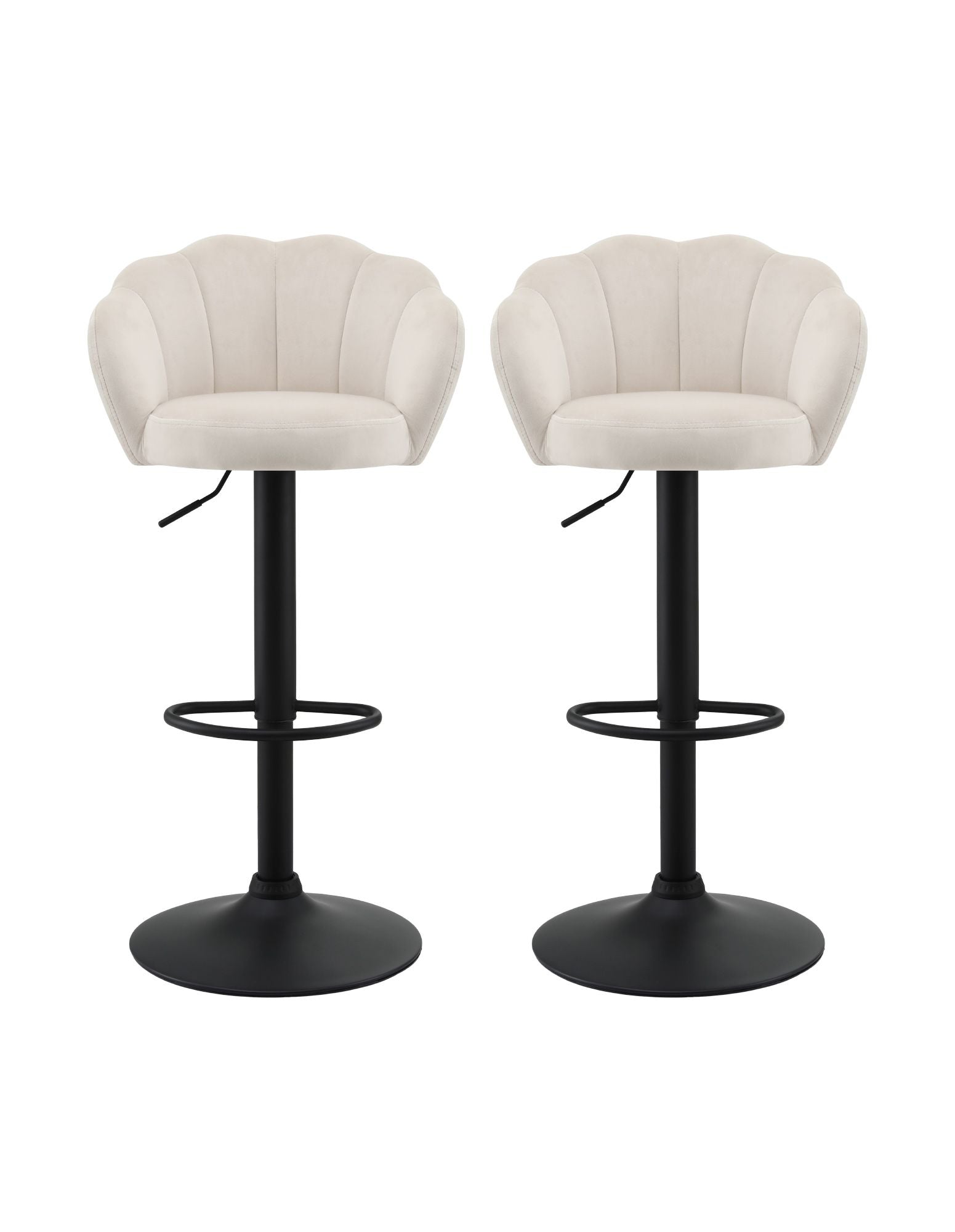 Artiss 2x Bar Stools Counter Chair Adjustable Shell Backrest Velvet Nessah Ivory