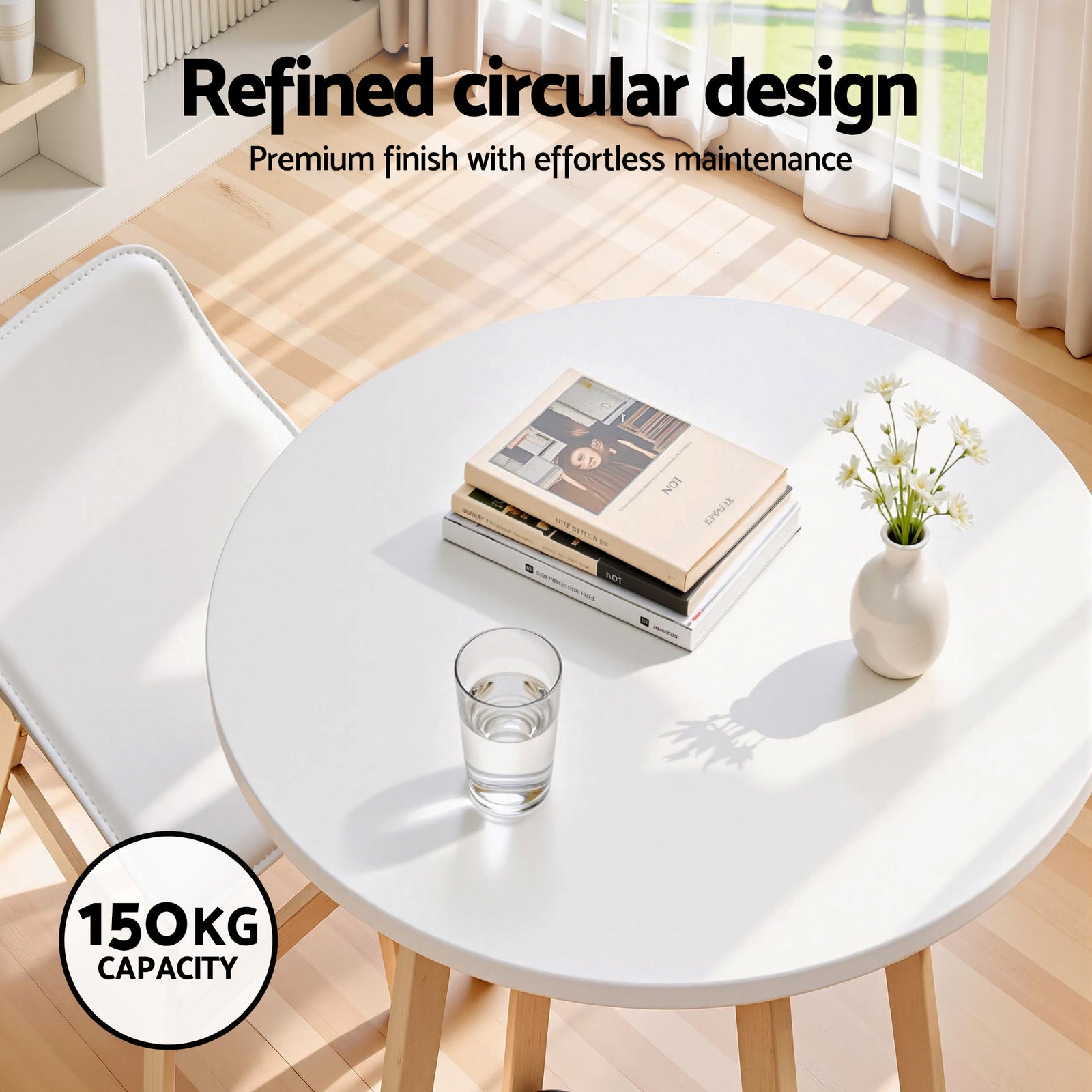 Artiss Bar Table Round Counter Kitchen Dining Desk Pub 98cm Height Wood White