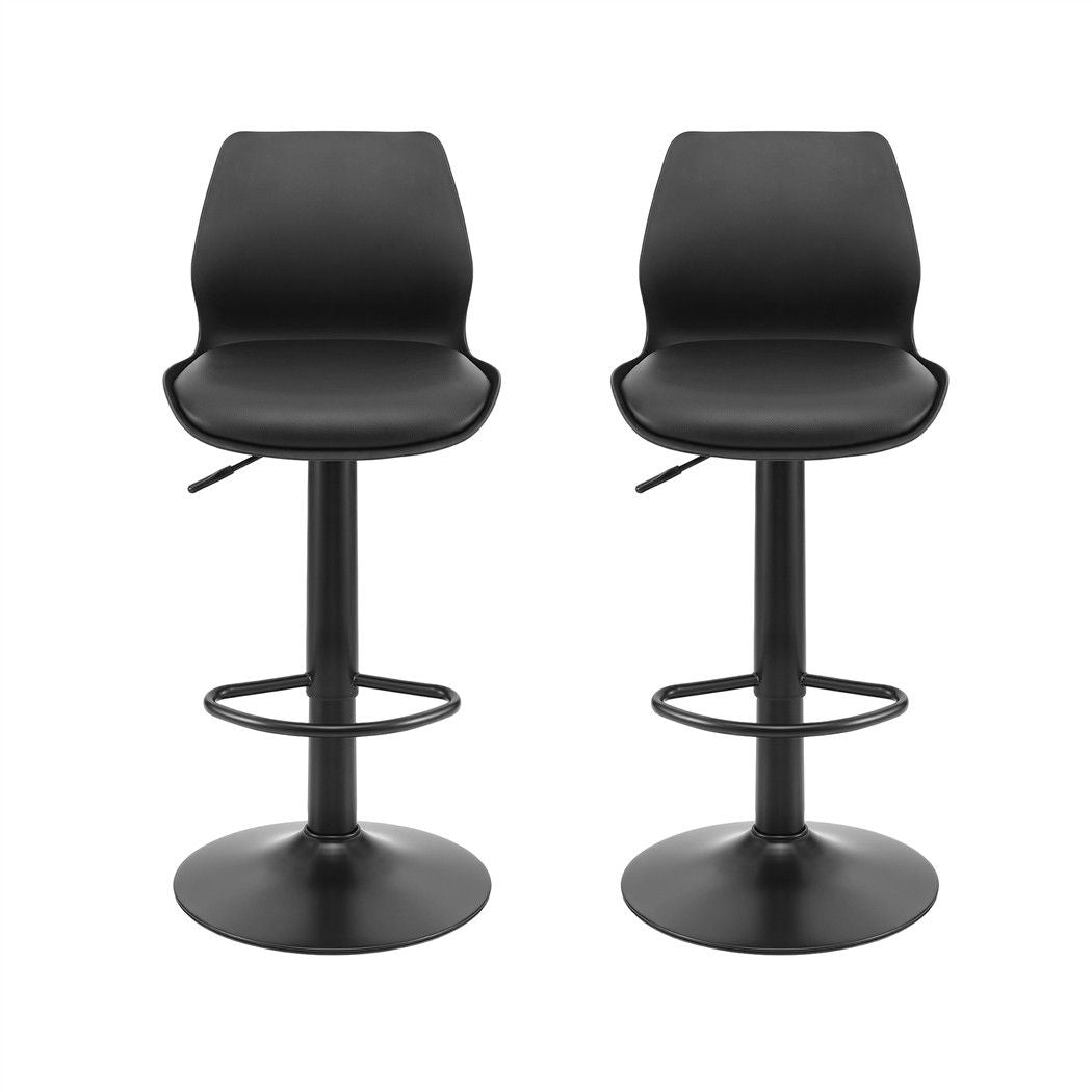 Artiss 2x Bar Stools Counter Chair Gas Lift Kitchen Extra Higher Back PP Black