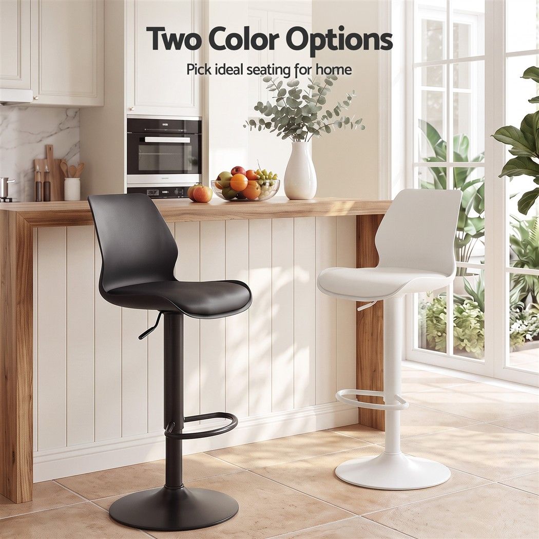 Artiss 2x Bar Stools Counter Chair Gas Lift Kitchen Extra Higher Back PP Black