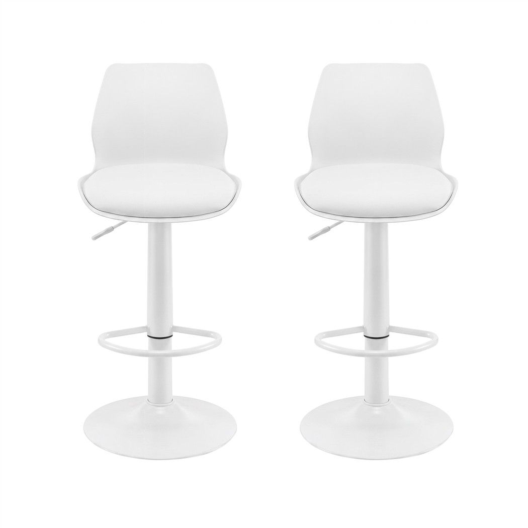 Artiss 2x Bar Stools Counter Chair Gas Lift Kitchen Extra Higher Back PP White