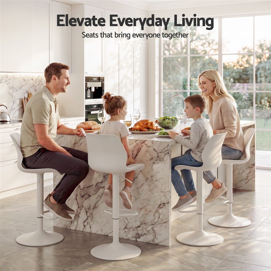 Artiss 2x Bar Stools Counter Chair Gas Lift Kitchen Extra Higher Back PP White