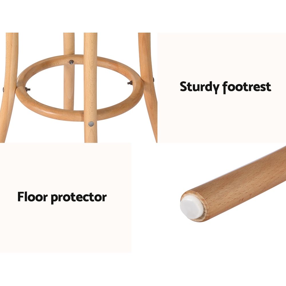 Artiss Bar Stools Set of 3 Kitchen Wooden Bar Stool Dining Chair 65cm