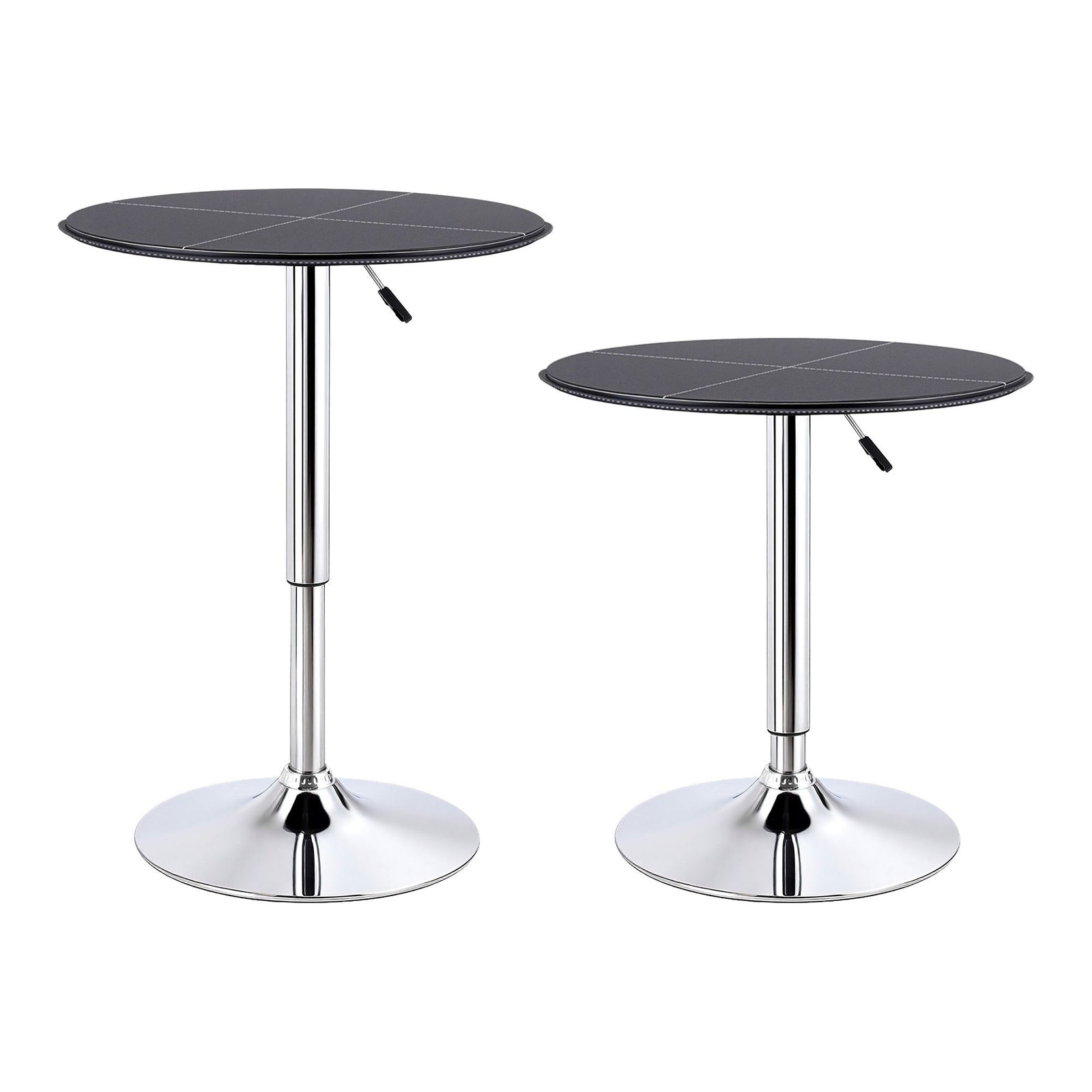 Artiss Bar Stools and Table Set 3PCS Dining Desk Kitchen Chair PVC Leather Black