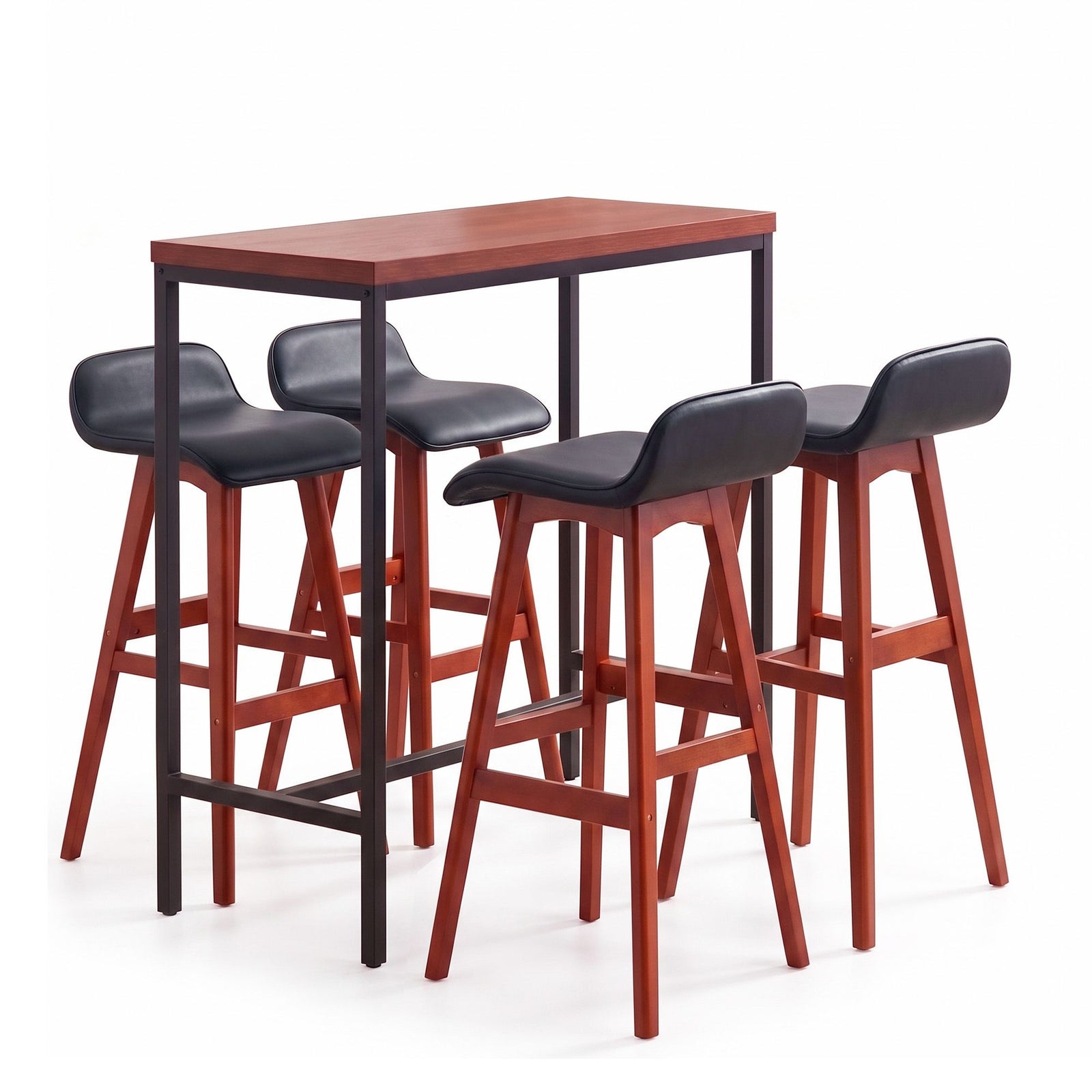 Artiss 5Pcs Bar Table and Stools Set Dining Desk Kitchen Chairs Cafe Pub Wood