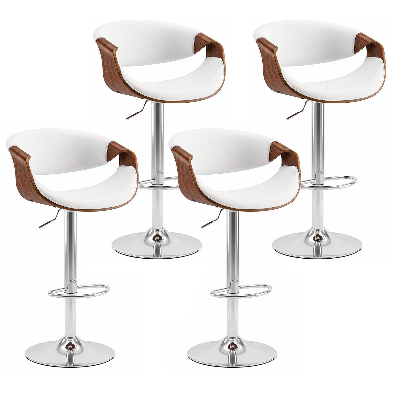 Artiss 4x Bar Stools Counter Chair Ambrus Swivel Adjustable Bentwood PU White