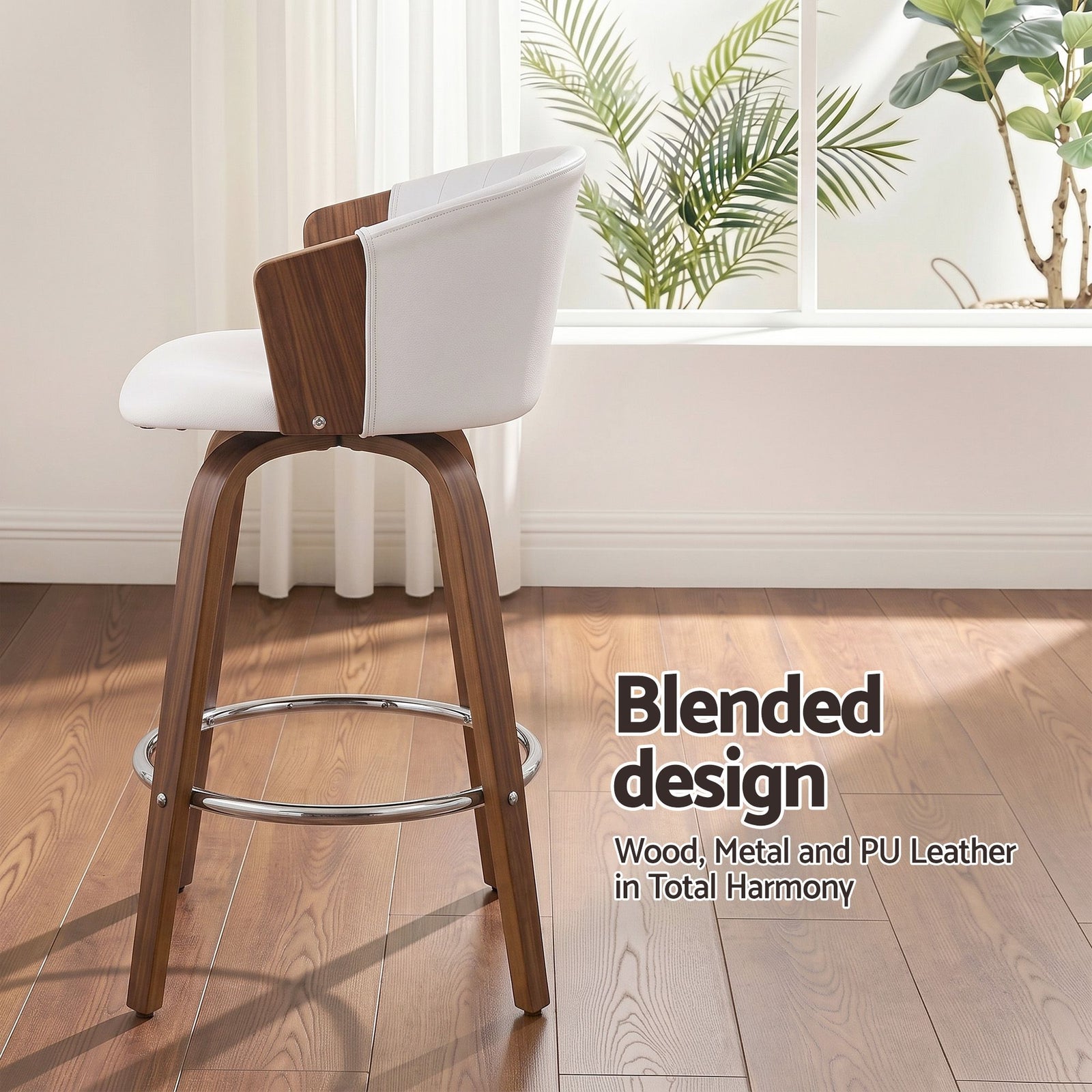Artiss Wooden Bar Stools Set of 2 Swivel Kitchen Counter Stools Chair 66cm