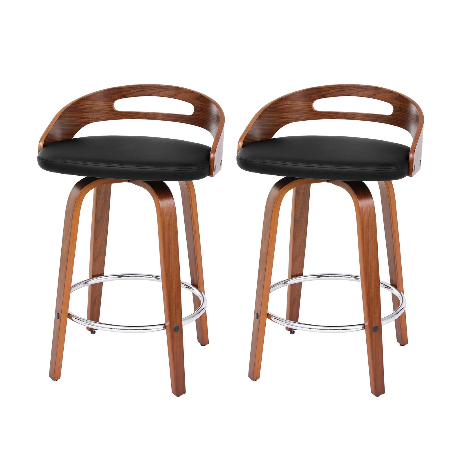 Artiss 2x Bar Stools Swivel Dining Chairs Low Back Counter Seat PU Cushion