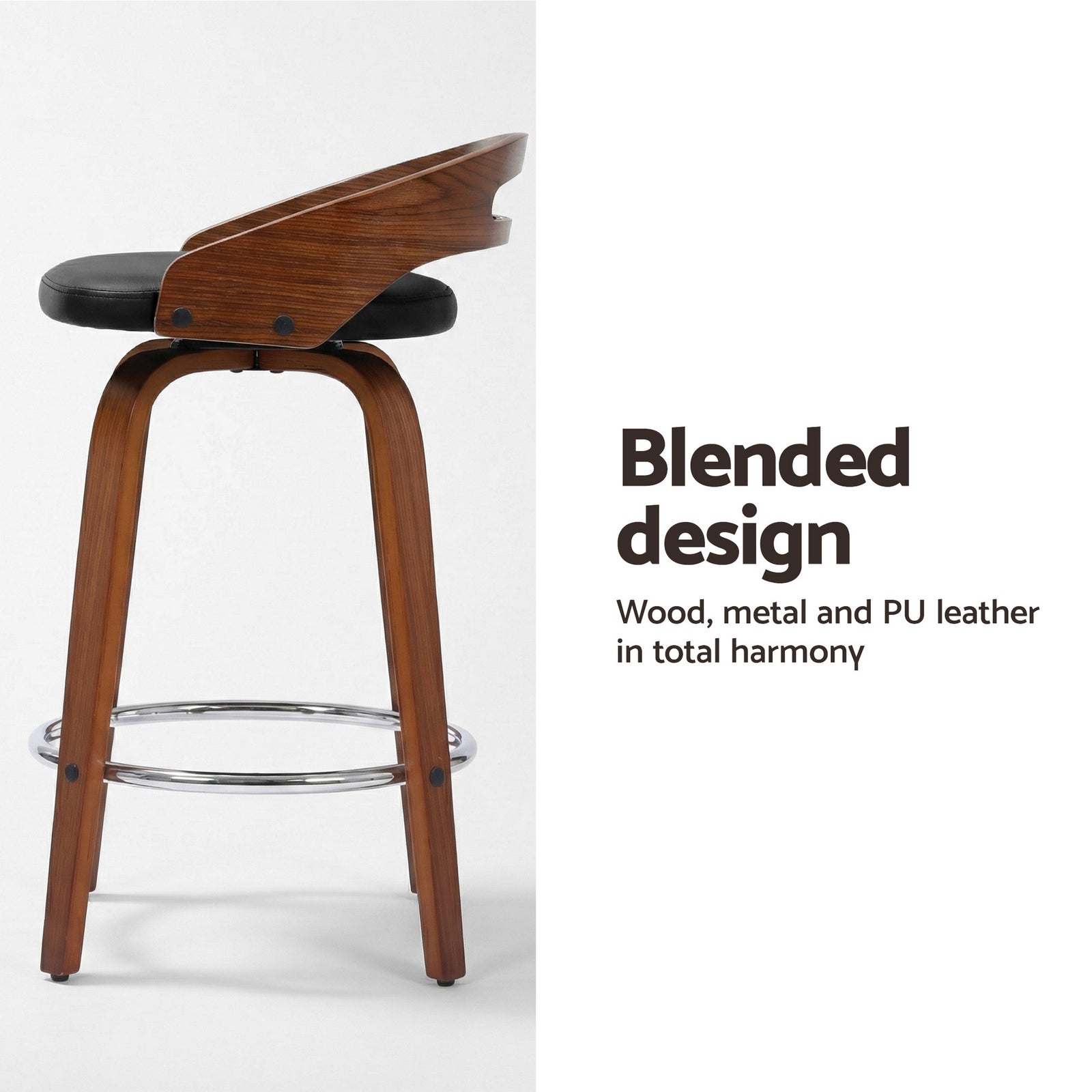 Artiss 2x Bar Stools Swivel Dining Chairs Low Back Counter Seat PU Cushion