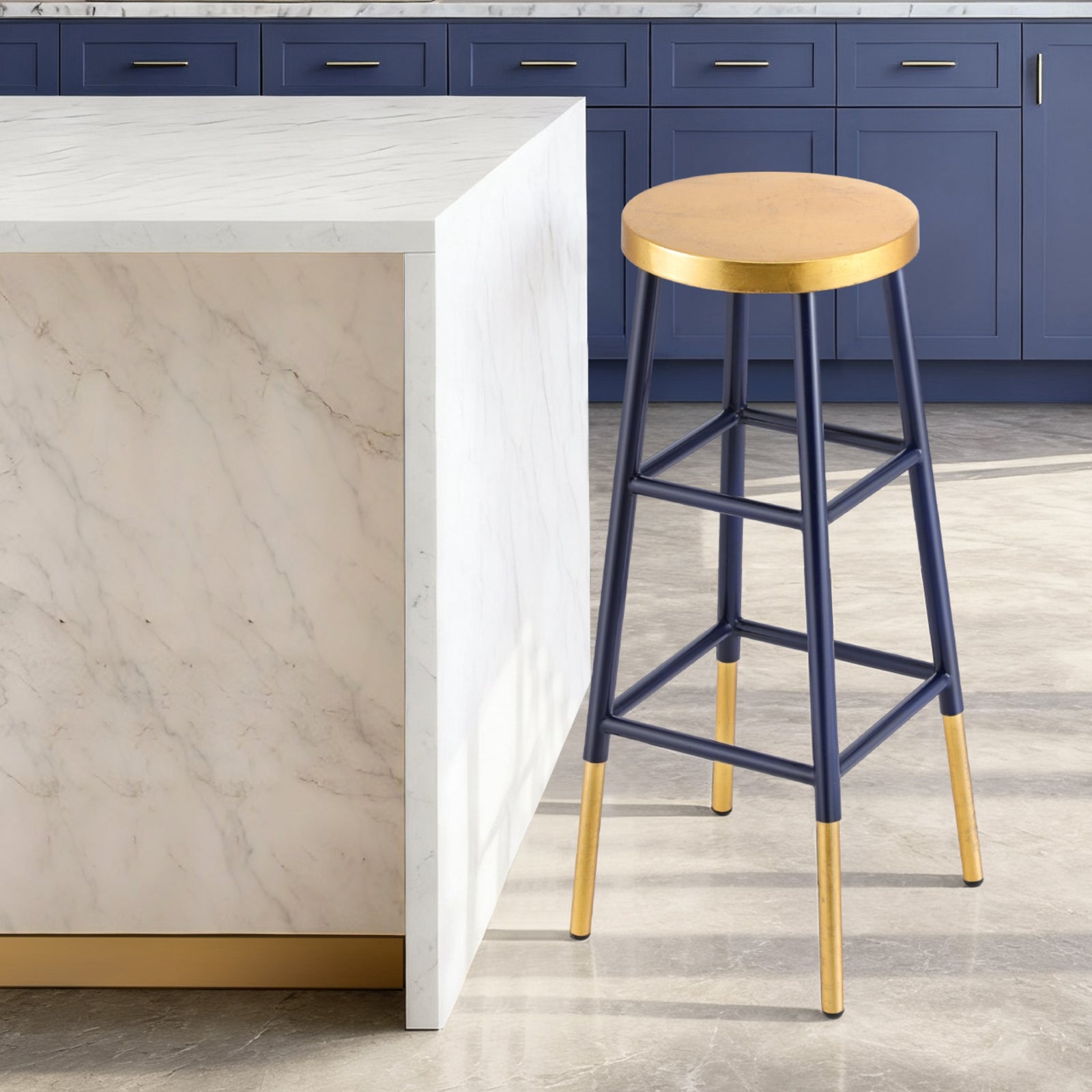 Artiss Bar Stools Metal Gold Navy