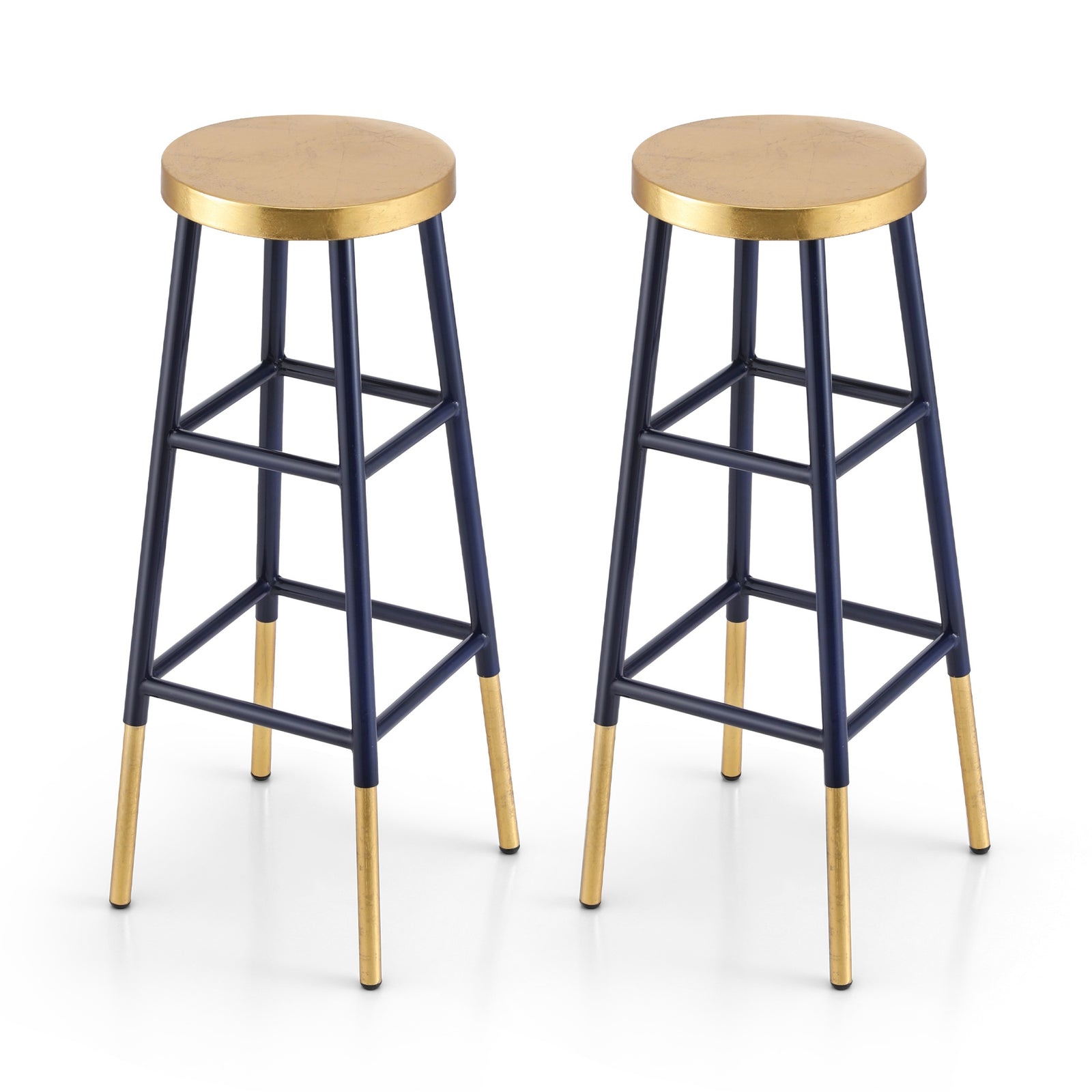 Artiss 2x Bar Stools Metal Gold Navy