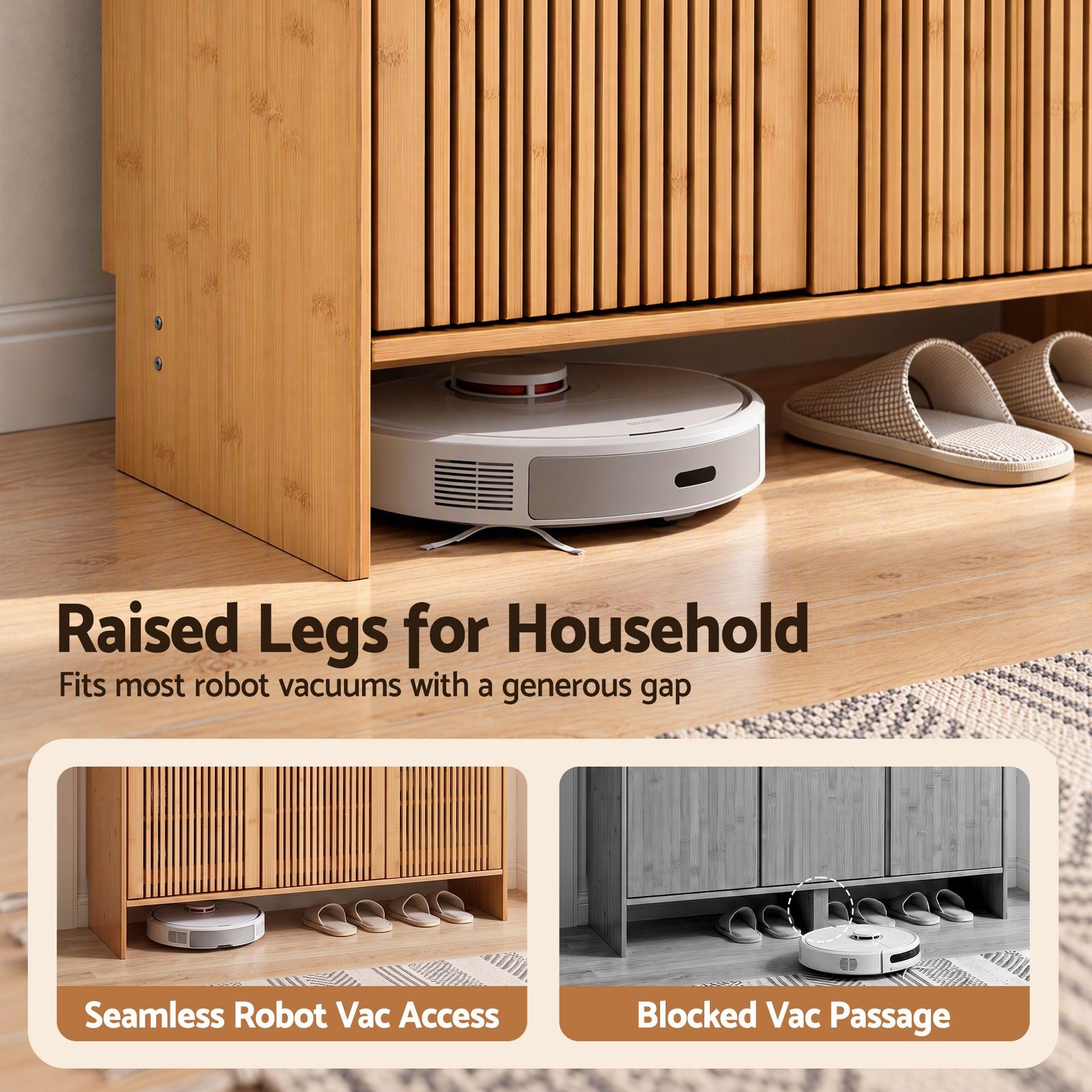 Artiss Shoe Cabinet Versatile Door 24 Pairs Shoe Storage Cupboard Bamboo