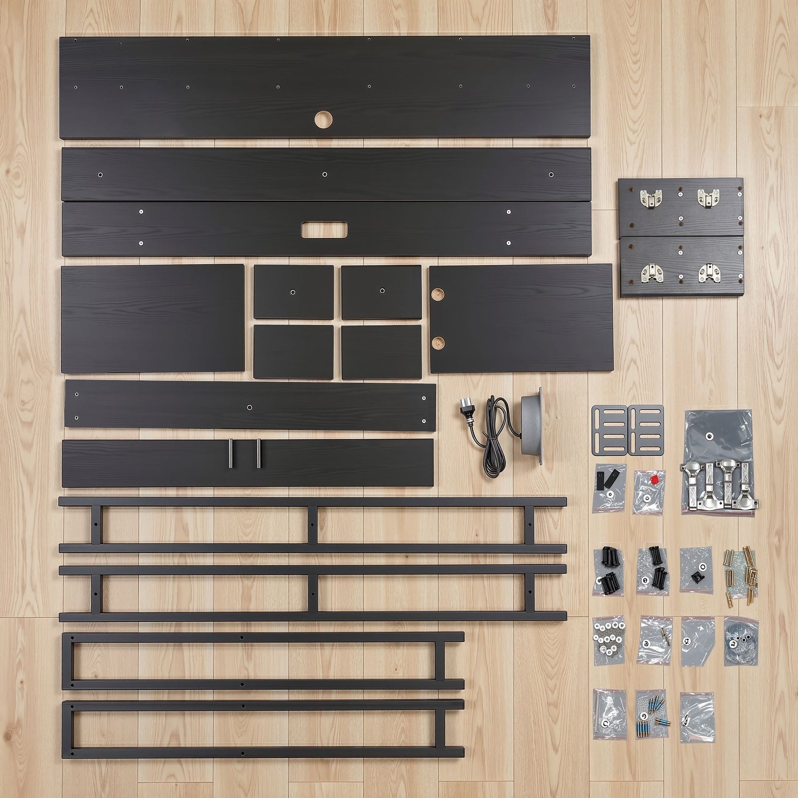 Artiss Bed Headboard Queen Storage Bedhead Charging Station Black