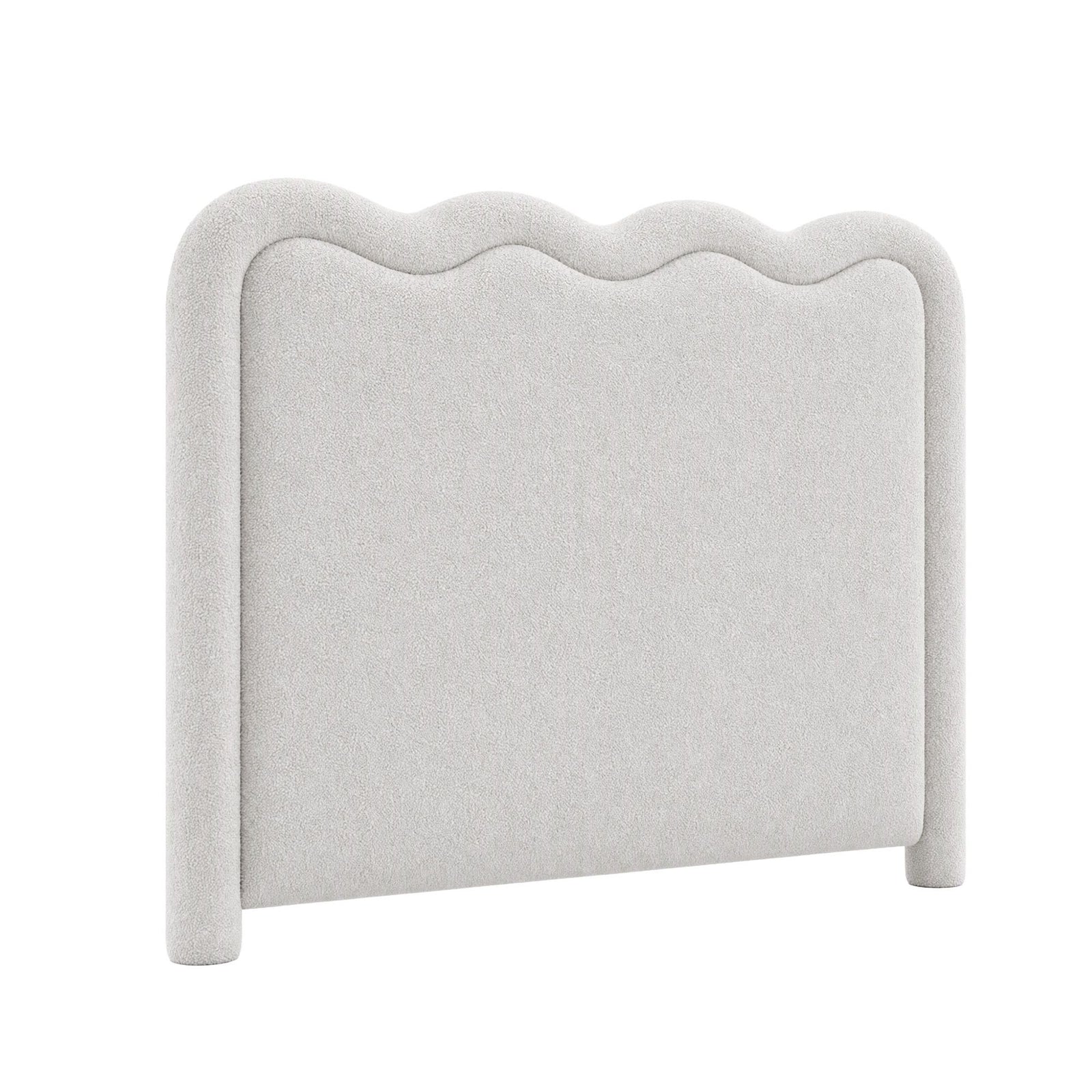 Artiss Boucle Bed Head Double Size Upholstered Wavy Headboard Beige