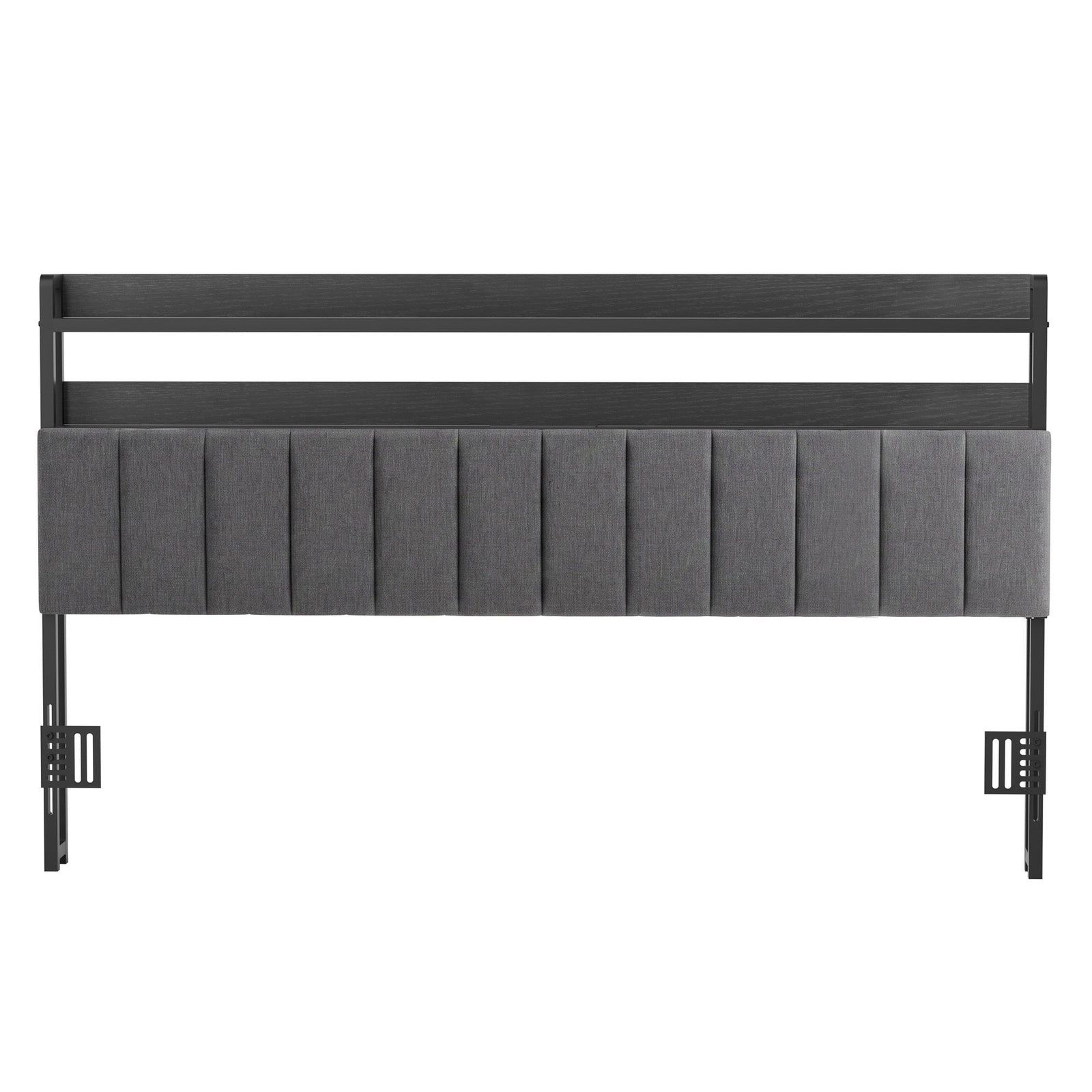 Artiss King Headboard Charging Station Storage LED Light Grey Upholstered